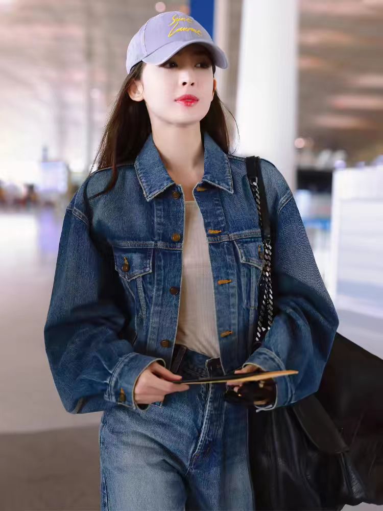 Women’s Retro Loose Casual Denim Jacket Button Front
