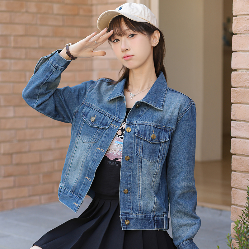 Women's Retro Loose Casual Denim Jacket Button Front - Image 5