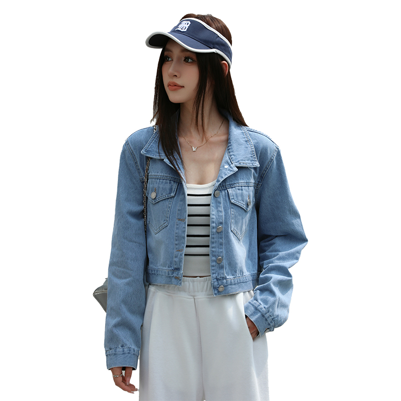 Women's Retro Loose Denim Short Jacket Button Front - Image 5