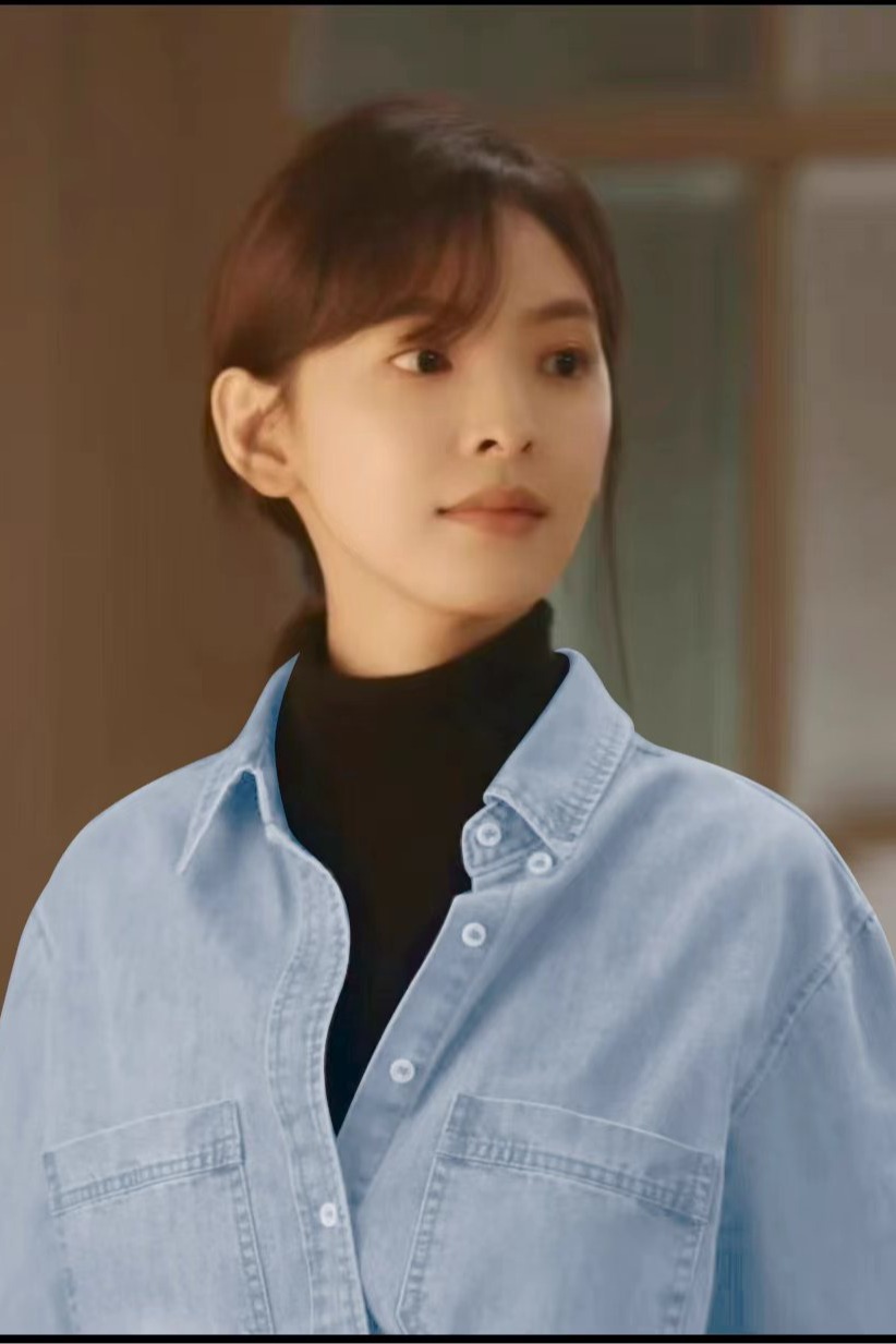 Women's Retro Loose Denim Shirt Long Sleeve Snap Button College Style - Image 4