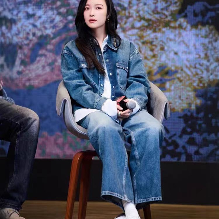 Women’s Loose Fit Denim Shirt Jacket Retro Casual Snap Button Top