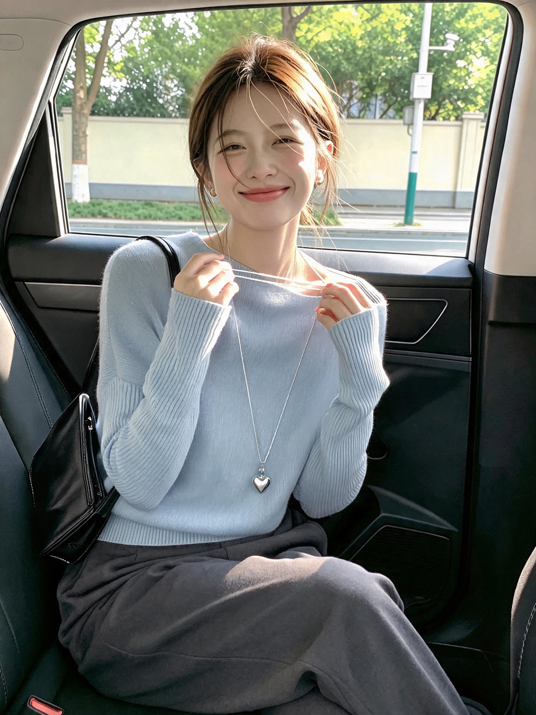 Women's Blue Knit Sweater Lazy Style Loose Fit Long Sleeve Top - Image 4